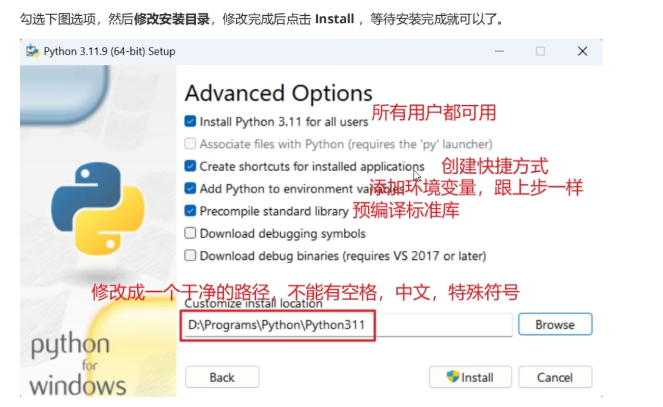 步骤4:高级选项 & 安装路径